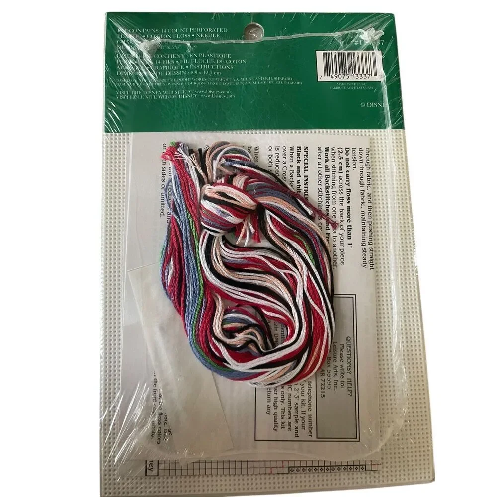New Disney's Pooh Candy Cane Ornament Counted Cross Stitch Kit